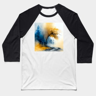 Colorful Autumn Landscape Watercolor 0 Baseball T-Shirt